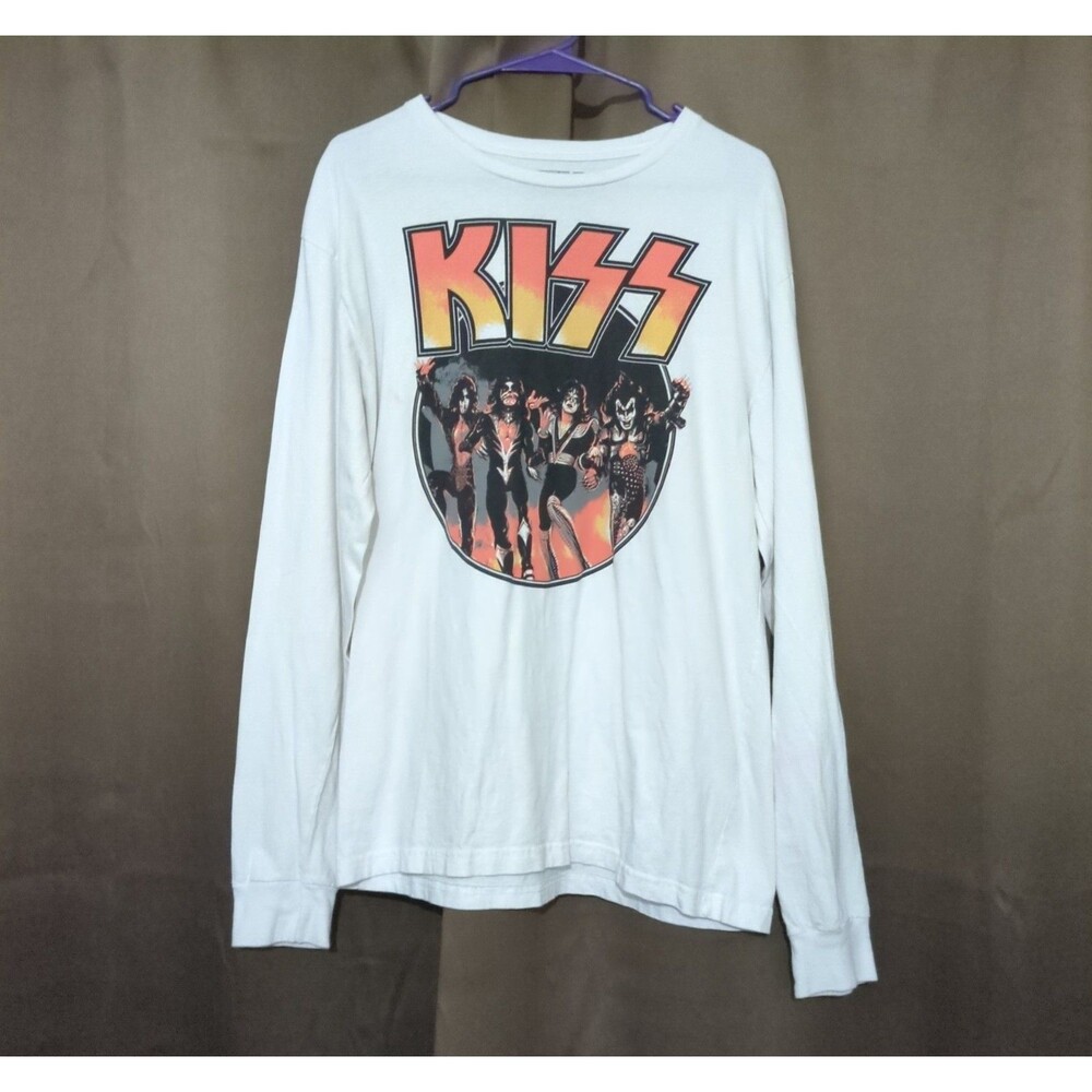 KISS Long Sleeve White Destroyer T-Shirt Large